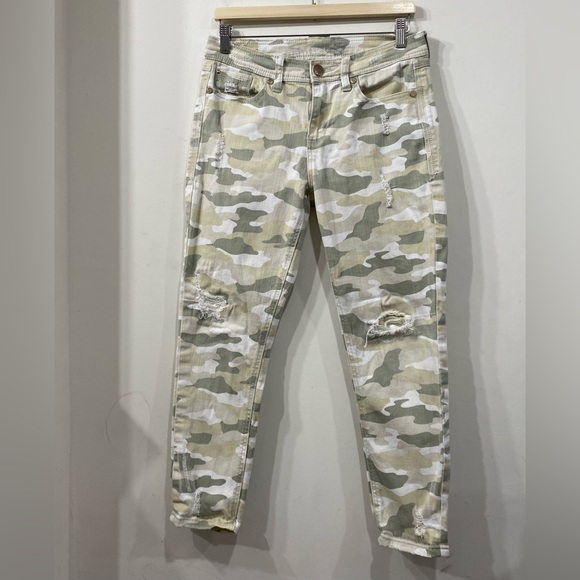 Seven 7 Camouflage High Waist Ripped Skinny Easy fit jeans Beige Green / Cream 6 - Picture 4 of 16